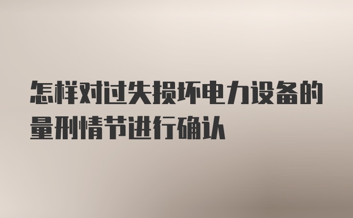 怎样对过失损坏电力设备的量刑情节进行确认