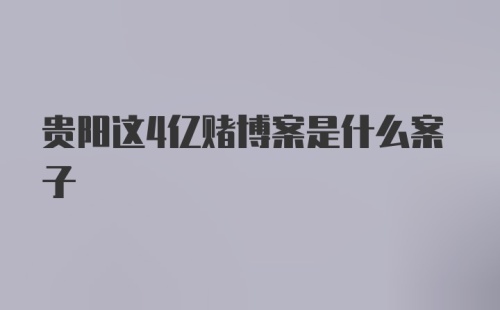 贵阳这4亿赌博案是什么案子