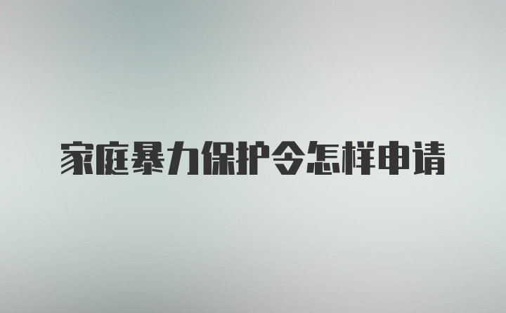 家庭暴力保护令怎样申请