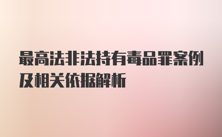 最高法非法持有毒品罪案例及相关依据解析