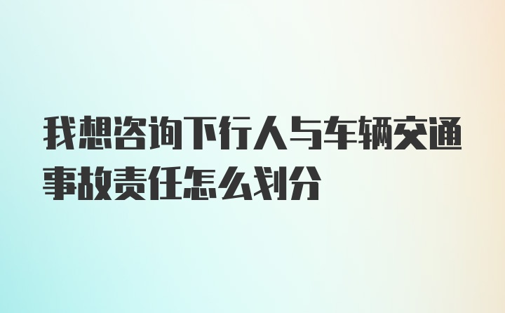 我想咨询下行人与车辆交通事故责任怎么划分