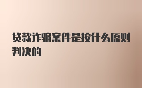 贷款诈骗案件是按什么原则判决的