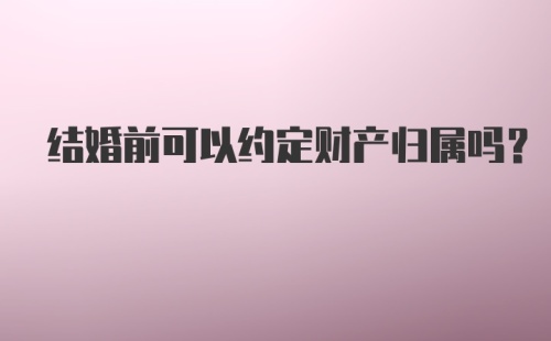 结婚前可以约定财产归属吗？