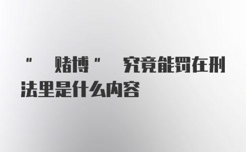 " 赌博" 究竟能罚在刑法里是什么内容