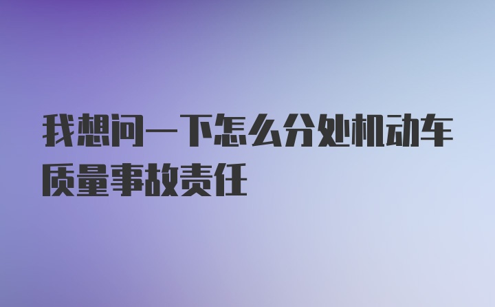 我想问一下怎么分处机动车质量事故责任