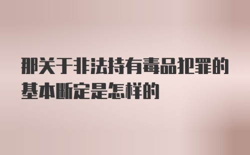 那关于非法持有毒品犯罪的基本断定是怎样的