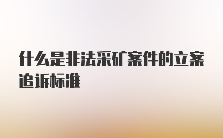 什么是非法采矿案件的立案追诉标准