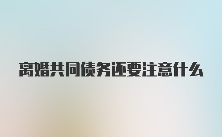 离婚共同债务还要注意什么