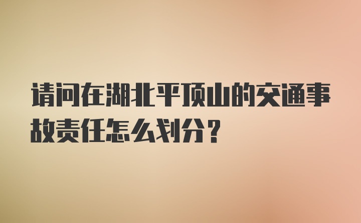 请问在湖北平顶山的交通事故责任怎么划分？