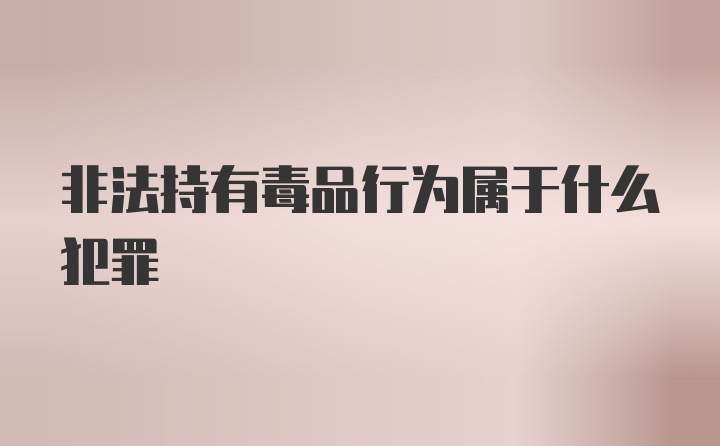 非法持有毒品行为属于什么犯罪