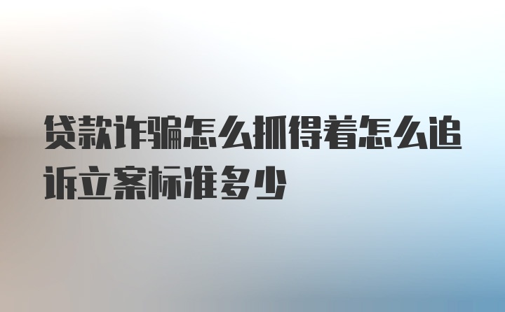 贷款诈骗怎么抓得着怎么追诉立案标准多少