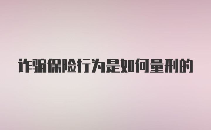 诈骗保险行为是如何量刑的