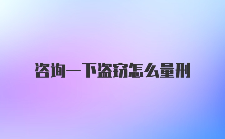 咨询一下盗窃怎么量刑