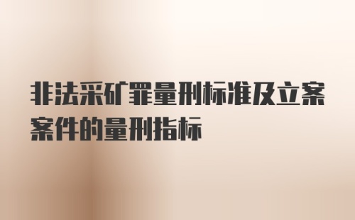 非法采矿罪量刑标准及立案案件的量刑指标