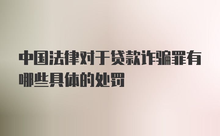 中国法律对于贷款诈骗罪有哪些具体的处罚