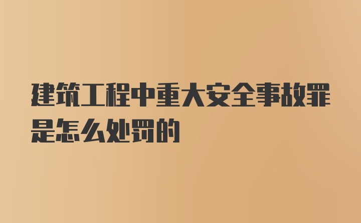 建筑工程中重大安全事故罪是怎么处罚的