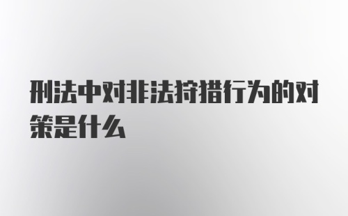 刑法中对非法狩猎行为的对策是什么