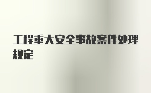 工程重大安全事故案件处理规定