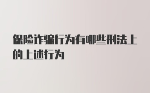 保险诈骗行为有哪些刑法上的上述行为