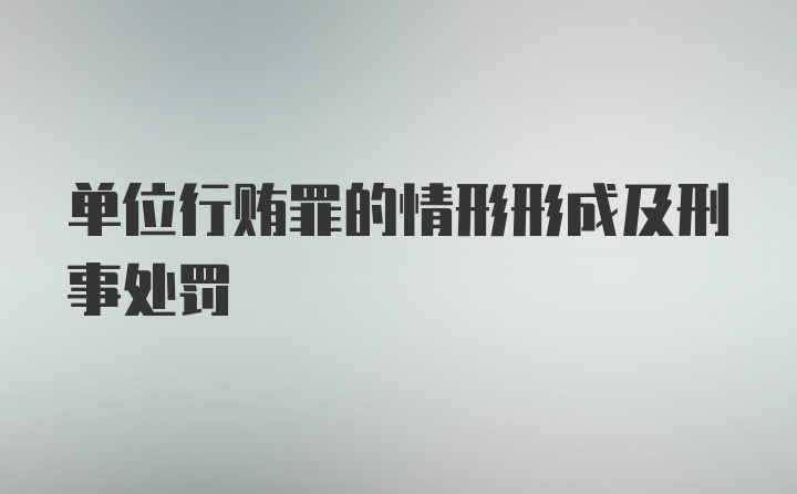 单位行贿罪的情形形成及刑事处罚