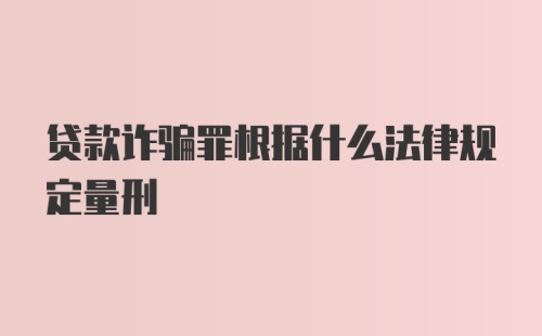 贷款诈骗罪根据什么法律规定量刑