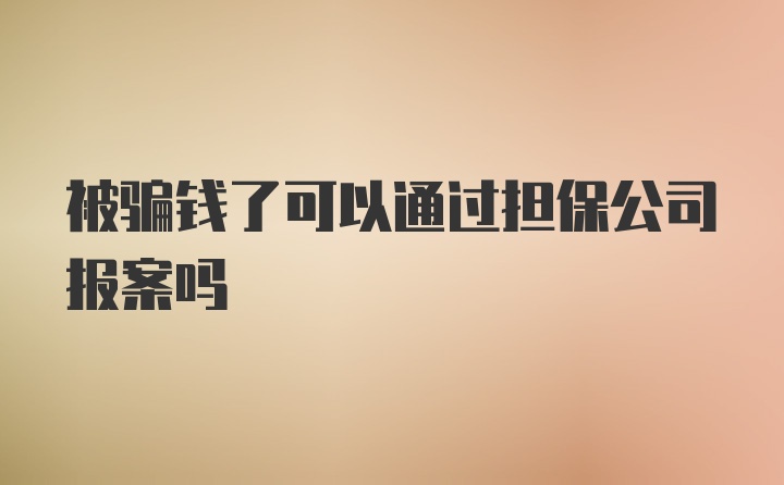 被骗钱了可以通过担保公司报案吗