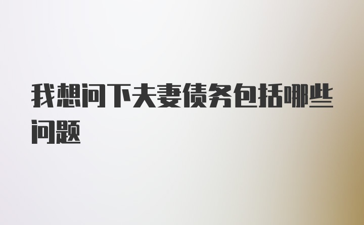 我想问下夫妻债务包括哪些问题