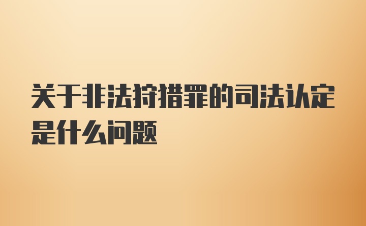 关于非法狩猎罪的司法认定是什么问题