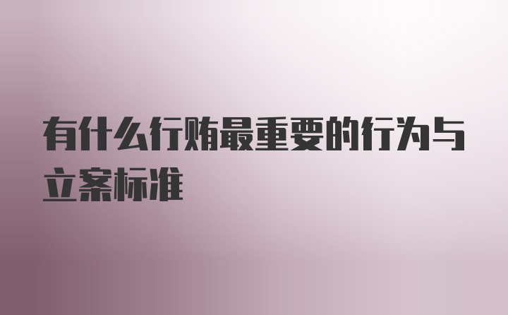 有什么行贿最重要的行为与立案标准