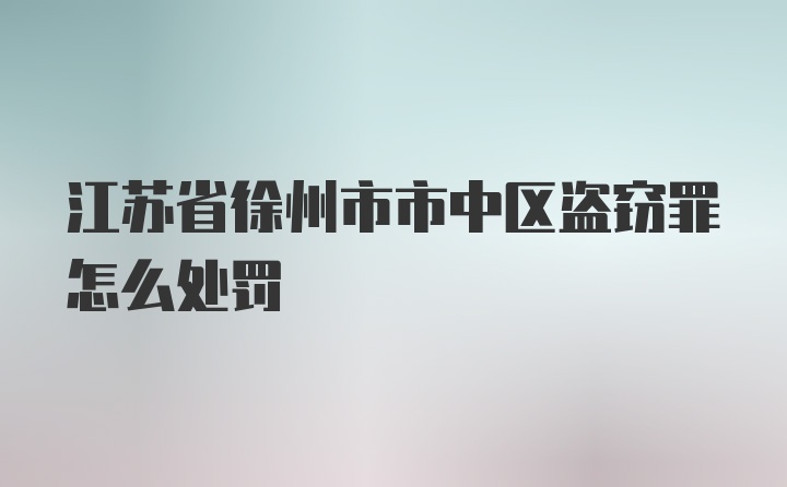 江苏省徐州市市中区盗窃罪怎么处罚