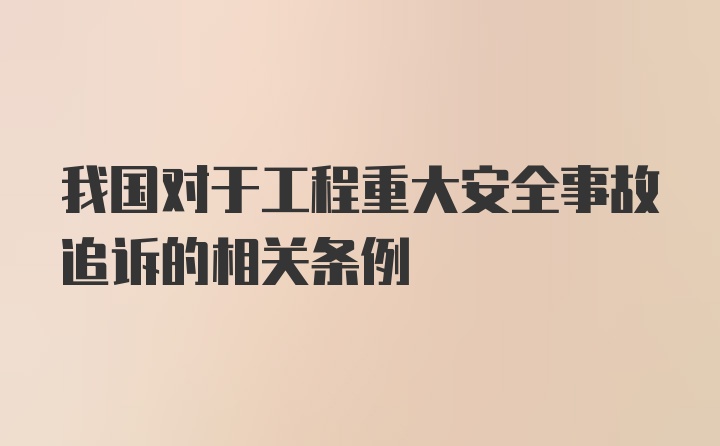 我国对于工程重大安全事故追诉的相关条例