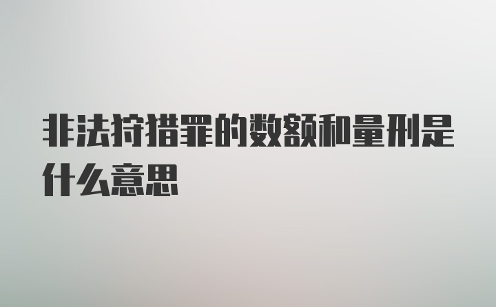 非法狩猎罪的数额和量刑是什么意思