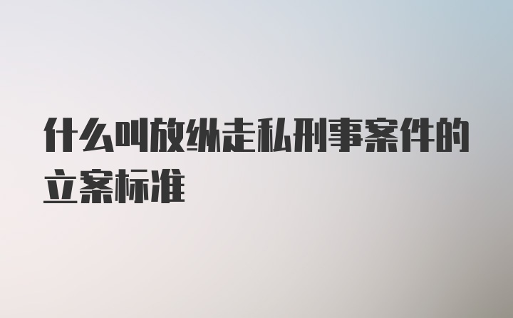 什么叫放纵走私刑事案件的立案标准