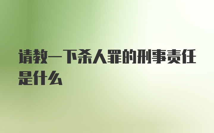 请教一下杀人罪的刑事责任是什么