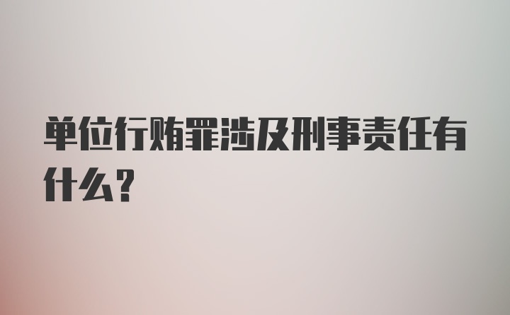 单位行贿罪涉及刑事责任有什么？