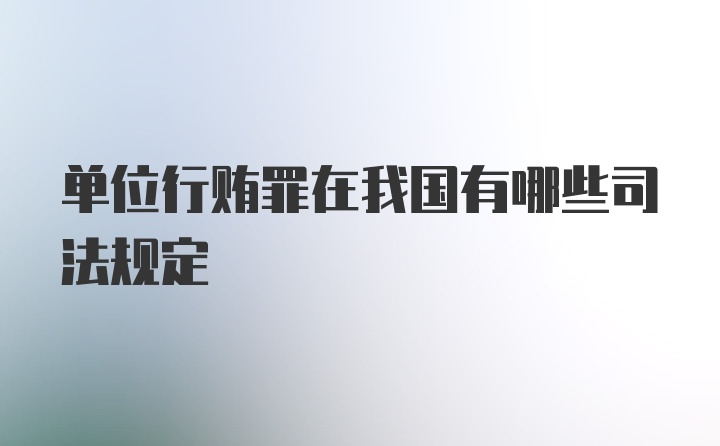 单位行贿罪在我国有哪些司法规定