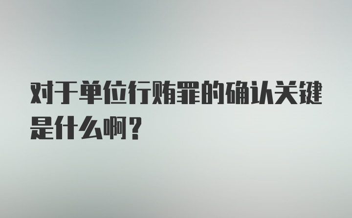 对于单位行贿罪的确认关键是什么啊？