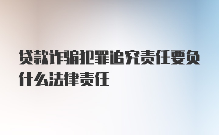 贷款诈骗犯罪追究责任要负什么法律责任