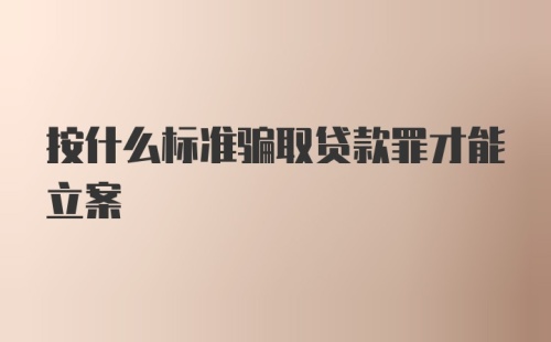 按什么标准骗取贷款罪才能立案