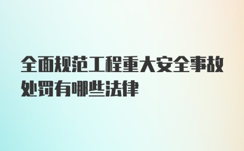 全面规范工程重大安全事故处罚有哪些法律