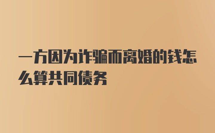 一方因为诈骗而离婚的钱怎么算共同债务