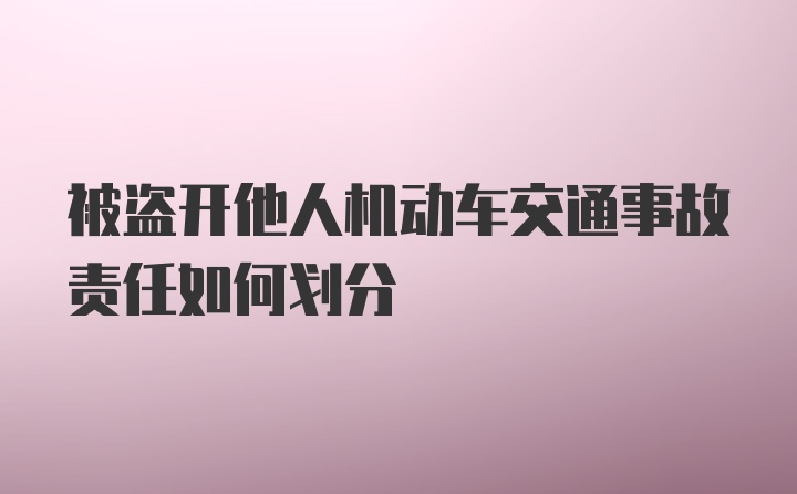 被盗开他人机动车交通事故责任如何划分