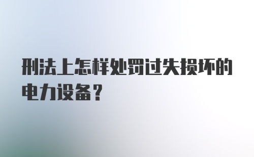 刑法上怎样处罚过失损坏的电力设备？