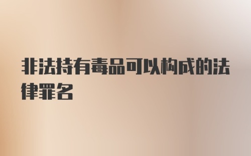 非法持有毒品可以构成的法律罪名