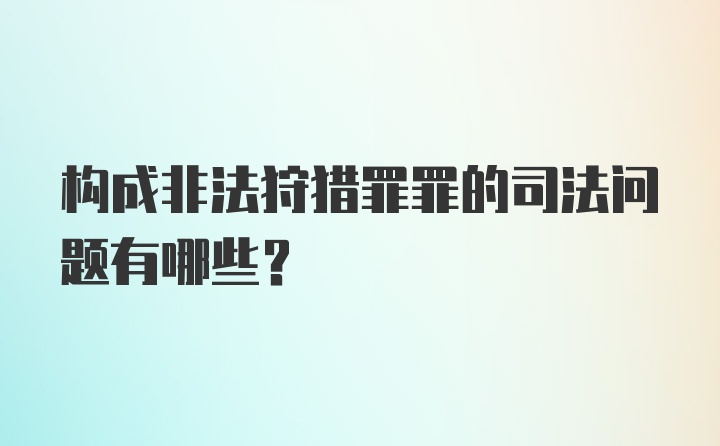 构成非法狩猎罪罪的司法问题有哪些？