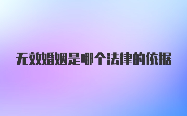 无效婚姻是哪个法律的依据