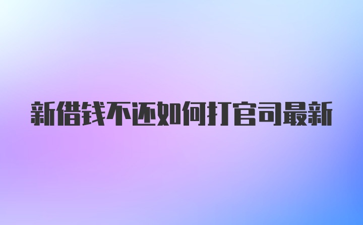 新借钱不还如何打官司最新