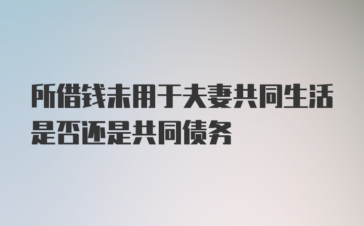 所借钱未用于夫妻共同生活是否还是共同债务