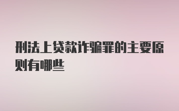 刑法上贷款诈骗罪的主要原则有哪些