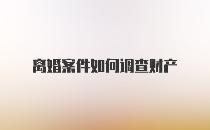 离婚案件如何调查财产